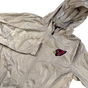NFL Mens Cream Arizona Cardinals Football Hooded‎ Jacket Windbreaker Size Small